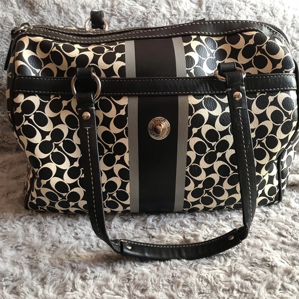 Black and white coach purse